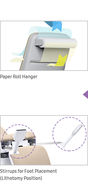 Exam Chair Paper Roll, Stirrups for Foot Placement (Lithotomy Position)